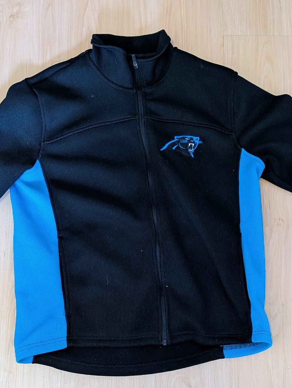 Carolina Panthers NFL Team Apparel Full Zip Jacket Mens Large Waffle Knit